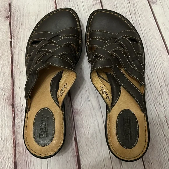 Born Woman’s Brown Strappy Comfortable Sandals Braided Leather Size 9/40.5 - Picture 4 of 6